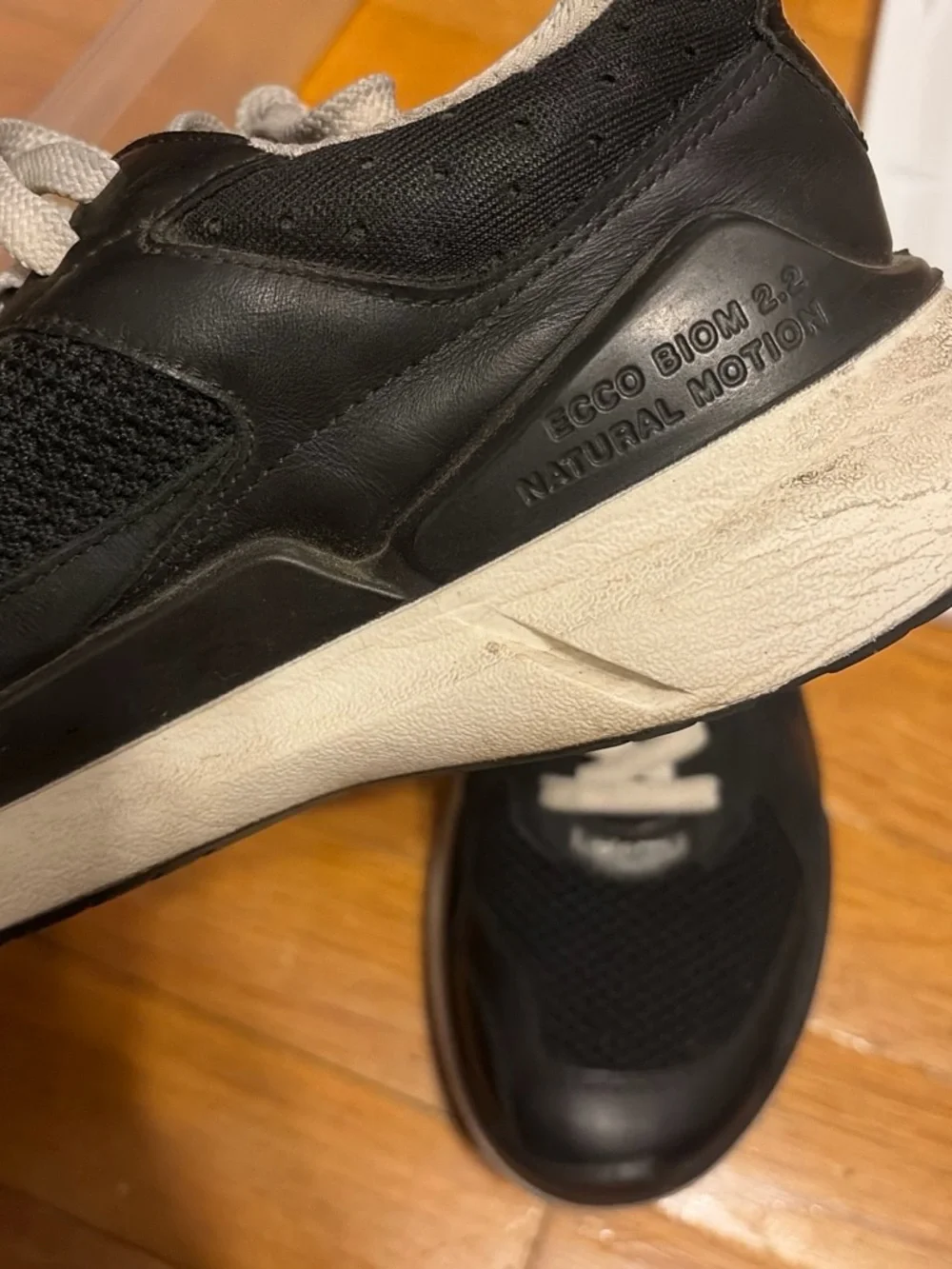 Ecco Women’s biom 2.2 Black Athletic Sneakers with Cream/White Laces